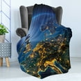 thumbnail image 4 of World Soft Flannel Fleece Throw Blanket, Continent of Central Europe Night Time View from Outer Space Vivid Planet, Cozy Plush for Indoor and Outdoor Use, 50" x 60", Blue Yellow Emerald, by Ambesonne, 4 of 5