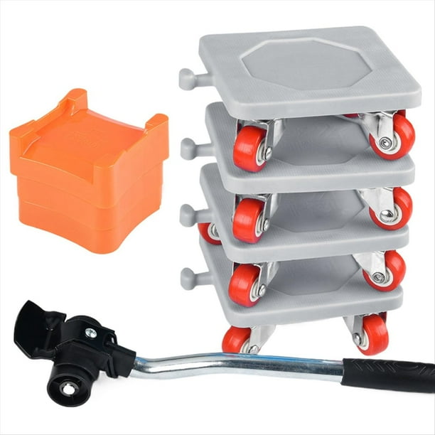 Juego de Herramientas Profesionales para Mover Muebles, Elevador de Objetos Pesados, Rodillo con Ruedas y Barra de Ruedas, 4 Deslizadores.