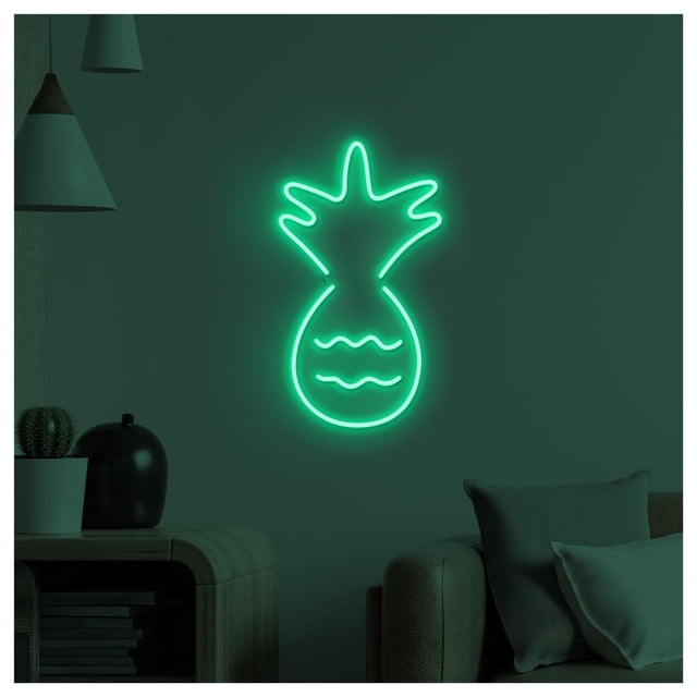 Letrero De Neón Piña Para Decoración Pared Bar, Cafetería O Casa Playa. Ideal Para Fiestas, Habitaciones, Dormitorios, Salas Juegos, 40cm