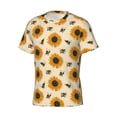 thumbnail image 3 of Yiaed Sunflowers And Bee Print Mens Short Sleeve Tight Fit T-Shirt, Crewneck Casual Tee-X-Large, 3 of 5
