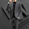 thumbnail image 4 of Trajes y blazers de negocios para hombre, moda gris, nuevo conjunto informal de 2 piezas, corte entallado para hombre, primavera y otoño, caballero de lujo, 4 of 4
