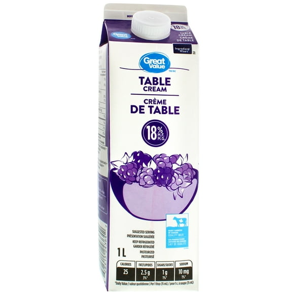 Great Value Table Cream, 1 L