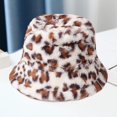 thumbnail image 2 of CSChome Chapeau de Pêcheur avec Cordon de Serrage Réglable Chapeau d'Hiver Imprimé Léopard Épais Coupe-Vent Sangle Fixe Résistant au Froid Plat Assorti de Couleurs Chapeau Extérieur pour Femme, 2 of 7