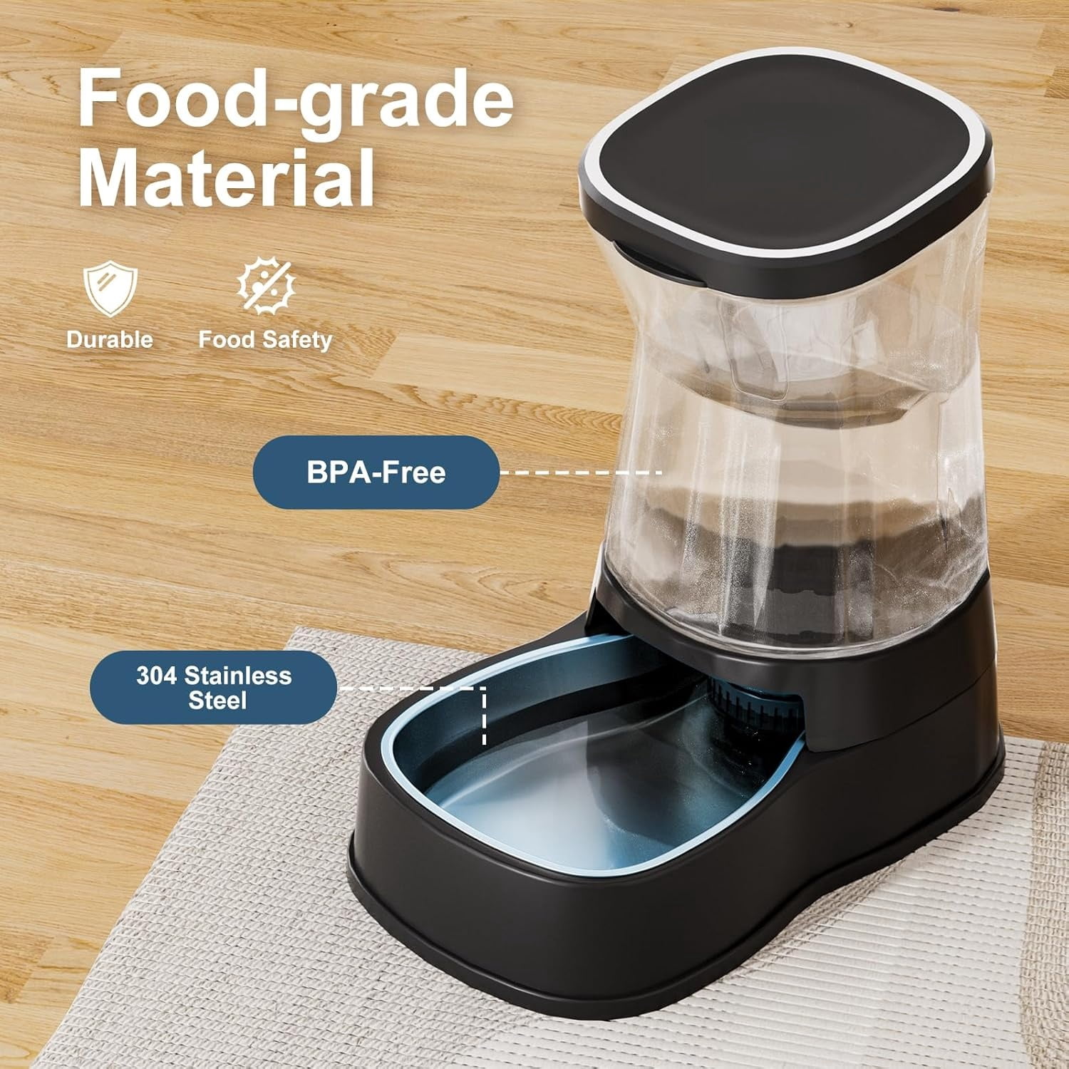 Nomipaw Cat Dog Feeder and Waterer - Automatic Gravity Feeding - Two-in-One - 1.6 Gallon Each Feeder - Dark Blue