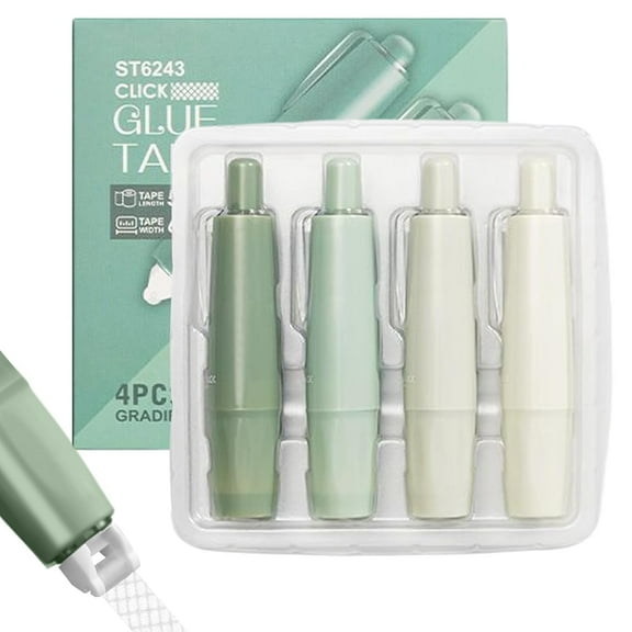 4pcs Double Sided Tape Pens, Glue Tape Pen for Scrapbooking, Gradient Color Dot Double Sided Glue Pens for Crafting, Cards, Journaling, Art Supplies（Green）