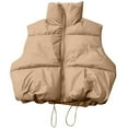 thumbnail image 4 of HAPIMO Womens Puffer Cropped Vest Sleeveless Zip Up Quilted Coat Stand Collar Gilet Jacket with Pockets Yellow XXL, 4 of 4