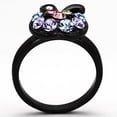 thumbnail image 3 of TK984 - IP Black(Ion Plating) Stainless Steel Ring with Top Grade Crystal  in Multi Color Size 6, 3 of 4