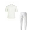 thumbnail image 5 of Men's Short Sleeve Outfits Waffle Knit Henley Shirt and Long Pants Set Casual 2 Pieces Summer Beach Tracksuits with Pockets Big and Tall Size S-3XL White, 5 of 5