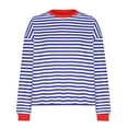 thumbnail image 4 of Erwazi Womens Long Sleeve Striped Shirts Loose Fit Casual Crewneck Sweatshirts Lightweight Trendy T-shirts Fall Tops, 4 of 5
