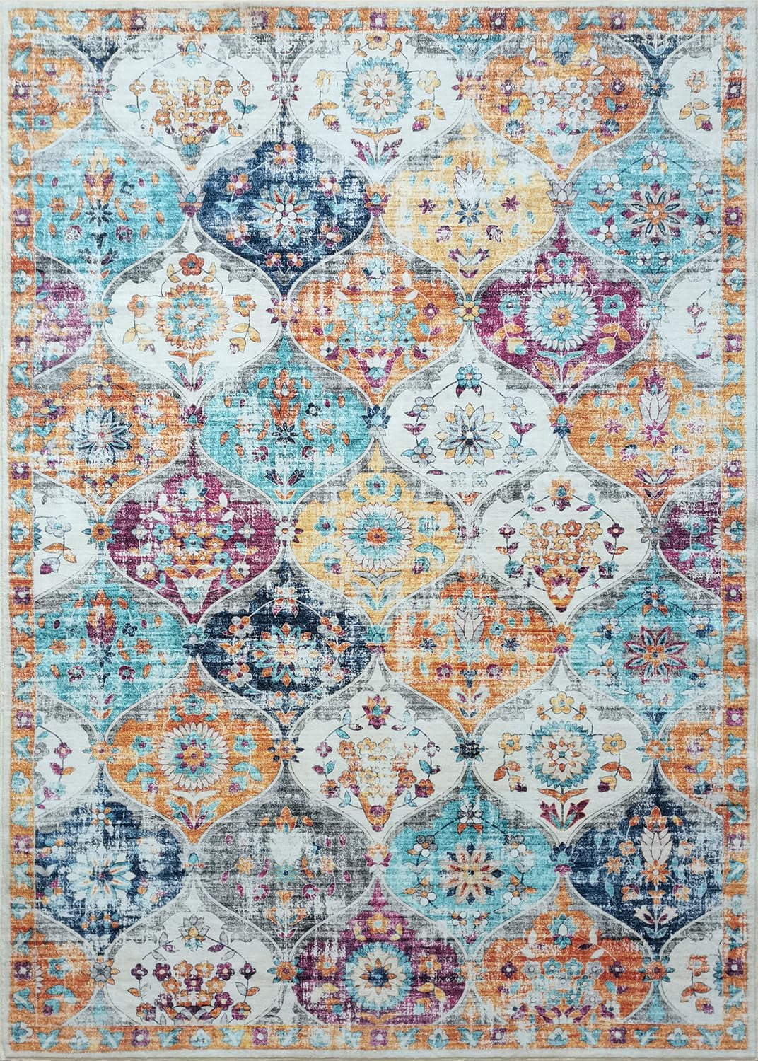 METSAVAIM 8x10 Rug - Ultra Soft Moroccan Area Rug for Living Room, Bedroom & Office | Non-Slip Machine Washable Rugs, Ideal for Indoor & Outdoor Use