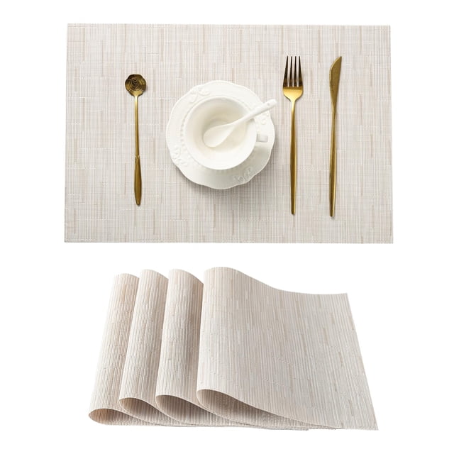 Set de 4 Manteles Individuales Leetaltree Beige Pálido Resistentes al Calor de PVC