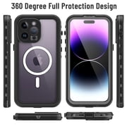 Waterproof Case for iPhone 14 Pro Max Magnetic Compatible with Wireless Charging Shockproof Protective Cover with Screen Protector (6.7 Black)