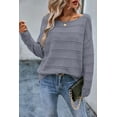 thumbnail image 6 of Classic Knit Sweater for Women - Light Grey Boat Neck with Pointelle Details - [ZhiHiMeRi] | (US 8-10)M, 6 of 7