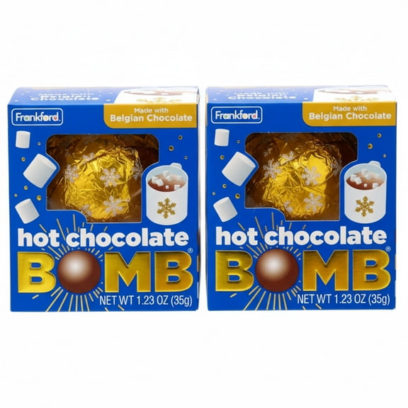Frankford Hot Chocolate Bombs, Milk Chocolate with Mini Marshmallows, 2 Pack, 1.23 oz Each