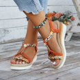 thumbnail image 3 of Dakaela Womens Low Wedge Heels Sandals Shoes Wide Width Platform Espadrilles Walking Summer Beach Shoes, 3 of 8