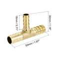 thumbnail image 2 of Uxcell Reducing Barb Hose Fitting Tee T Shape Pipe Connector Brass 3/8" x 3/8" x 1/4", 2 of 7