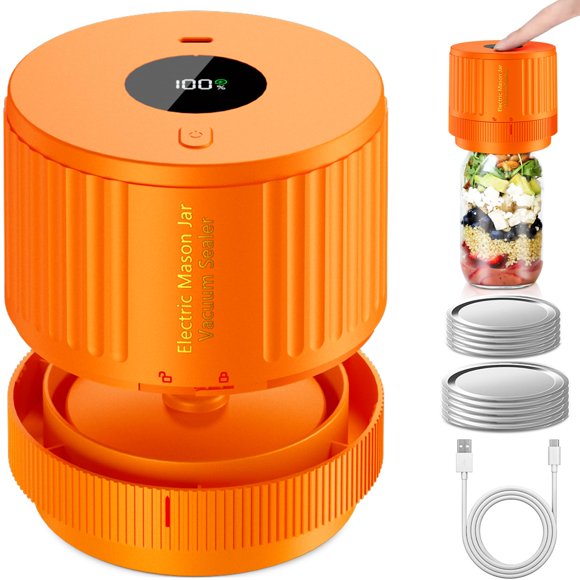 Sellador eléctrico al vacío para frascos Mason LOVE MOMENT, color naranja