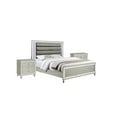 thumbnail image 6 of 1pc Glam 2-Drawer Bedroom Nightstand Diamond Patterned Drawer Fronts Silver Finish, 6 of 6