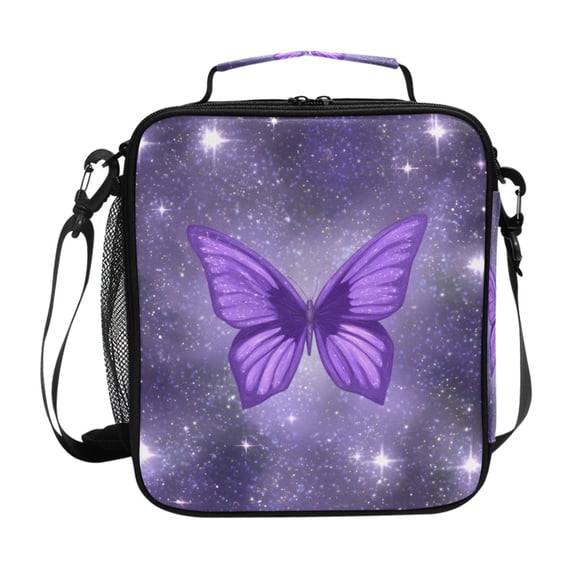 ALAZA Sparkling Butterfly Purple-a2 Lunch Box Insulated Lunch Bag Reusable Thermal Cooler Tote School Picnic