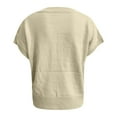 thumbnail image 3 of Short Sleeve Sweater for Women Flower Embroidered Knit Pullovers Tops Color Beige Size M, 3 of 5
