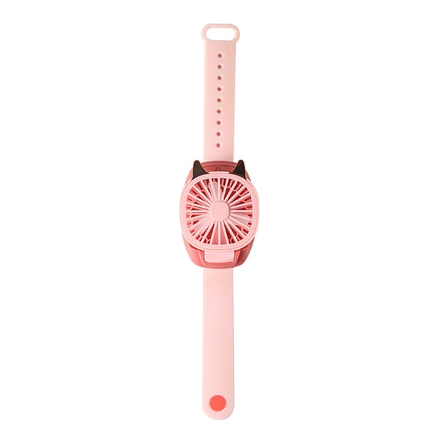 Ventilador de enfriamiento Ventilador de reloj recargable por USB Enfriador de aire portátil ajustable con luz colorida, Rosa Eigraketly HA004841-01B