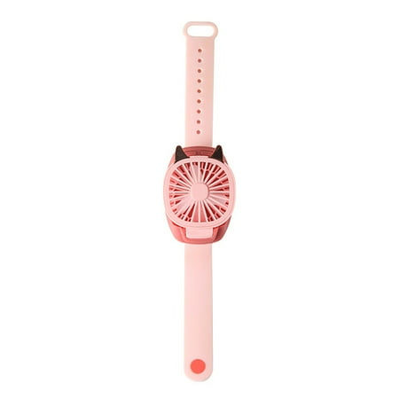 

Rinhoo Cooling Fan USB Rechargeable Watch Fan Adjustable Portable Air Cooler with Colorful Light Pink