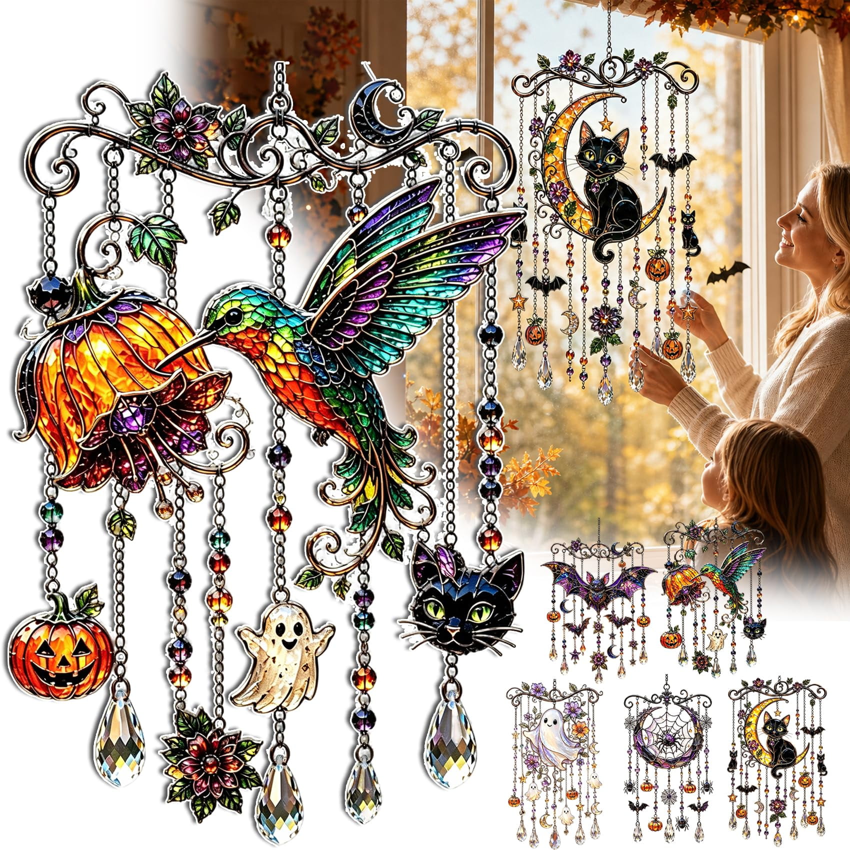 Halloween-Themed Crystal Wind Chime Halloween Crystal Wind Chime