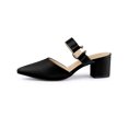 thumbnail image 6 of BLISSFUL STEP Women's Pointy Toe Block Heel Dress Mules Pumps Black 9, 6 of 8