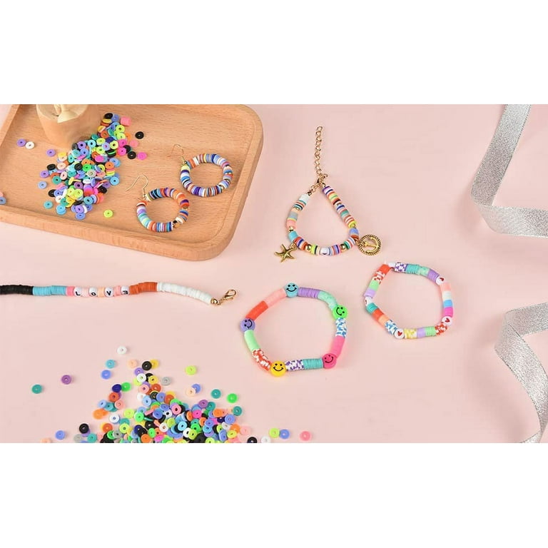 Dastrendz 6000+ Polymer Clay Beads Bracelet Making Kit Flat Round Clay Beads Heishe Beads for Jewelry Bracelets Necklace Making Kit Adult Kidz, Fun