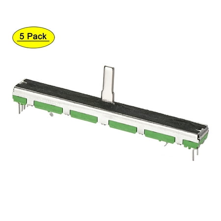 

Uxcell Variable Resistors 75mm Straight Slide Potentiometer A50K Ohm Dual Channel 5 packs