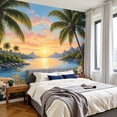 thumbnail image 2 of Wallpaper Tropical Sunset Palm Trees Vibrant Flowers Overlooking Peel and Stick Wall Murals 100"H x 144"W Removable PVC Wall Paper Self-Adhesive Wall Paintings Art Decor for Bedroom Living Room, 2 of 7