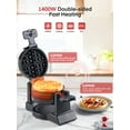 thumbnail image 6 of Waffle Maker, 𝟏𝟒𝟎𝟎𝐖 𝐃𝐨𝐮𝐛𝐥𝐞 Belgian Waffle Iron 180° Flip, 8 Slices, Rotating & Nonstick Plates, Removable Drip Tray Easy Cleaning, Cool Touch Handles, Space Saving Storage, Black, FOHERE, 6 of 9