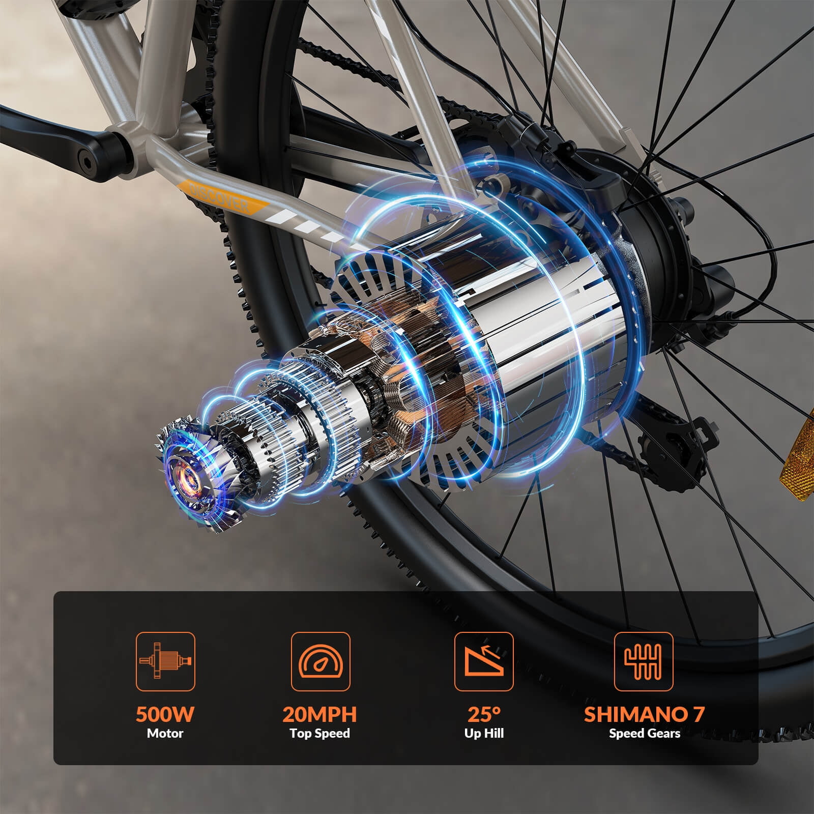 5TH WHEEL WLB17 26" Electric Bike for Adult, 500W Peak Electric Bike with 36V 10.4Ah Removable Battery, Electric Bicycle with 7 Speed, UL2849