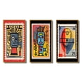 thumbnail image 2 of Designart "Retro Stamp Tribute to Keith Vintage Homage I" Transitional Framed Wall Art Set Of 3 - Yellow Abstract Transitional Frame Gallery Set For Office Decor, 2 of 6