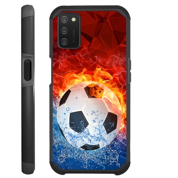 Compatible with Samsung Galaxy A13 Hybrid Fusion Guard Phone Case Cover (Soccer Storm)