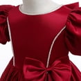 thumbnail image 6 of YANHAIGONG 4-12 Years Toddler Girl Dresses for Summer,Flower Girl Dress Pink Wedding Party Bridesmaid,Toddler Girls Puff Sleeve Bow Ruffles Birthday Party Gown Long Dresses, 6 of 9