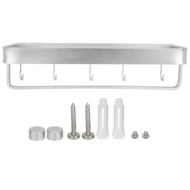 BRI Estante de baño Espacio para montaje en pared Ducha de aluminio Estante de una sola capa Estante para almacenamiento de champú Estante para productos básicos de 50 cm con barra para colg