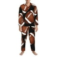 thumbnail image 4 of Bingfone Men'S Pajama Set 2 Piece Loungewear Pjs, Long Sleeve With Pajama Pants-Brown Football On Black, 4 of 9