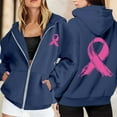 thumbnail image 2 of Cropped Hoodie Womens Sweatshirt Oversized Zip Up Women Casual Daily Women's Pullover Cancer Awareness Month Long Sleeve Pocket Drawstring For Everyday Wear, 2 of 6