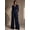 Dark Blue, variant on Women's 2 Piece Formal Pant Suit Wrap V Neck Long Sleeve Blazer Top & High Waist Wide Leg Pants Business Matching Outfit, XL