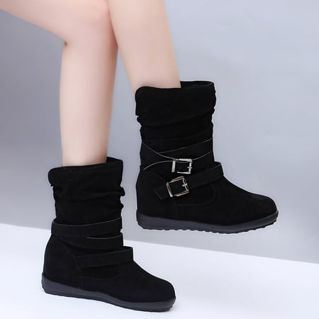 

NECHOLOGY Womens Knee Boots Wide Calf Warm Retro Shoes Women Booties Solid Wide Calf Boots for Women over The Knee High Black 7.5