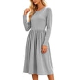 thumbnail image 2 of Livrdious Fall Dresses for Women Long Sleeve A Line Striped Dress Womens Casual Midi Flowy Dresses, 2 of 6