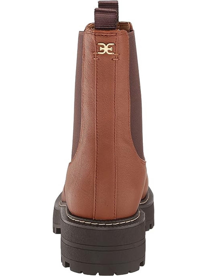 Sam Edelman Laguna Tawny Brown Rounded Toe Pull On Chelsea Ankle Combat  Boots (Tawny Brown, 8)