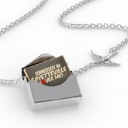 Locket Necklace Somebody in Fayetteville Loves me, North Carolina in a silver Envelope Neonblond