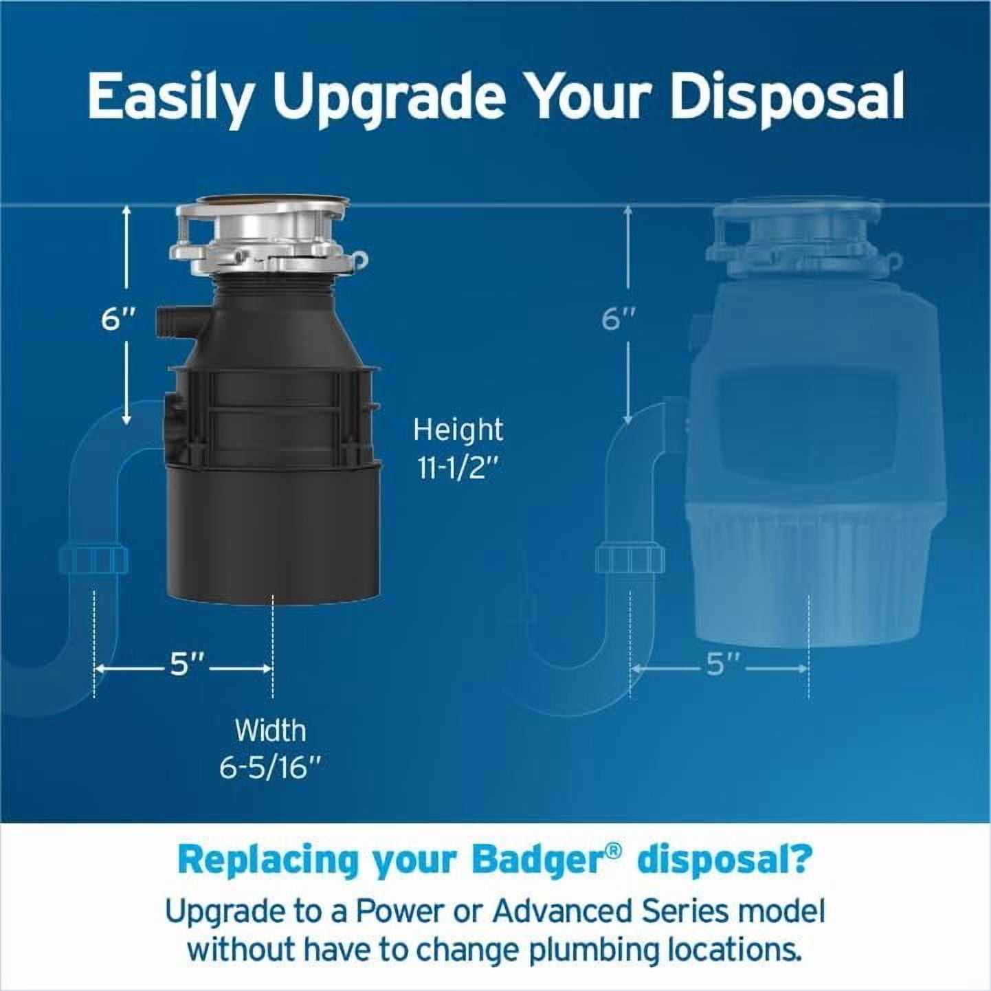 InSinkErator Badger 1 CORD 1/3 HP Continuous Feed Garbage Disposal with Power Cord