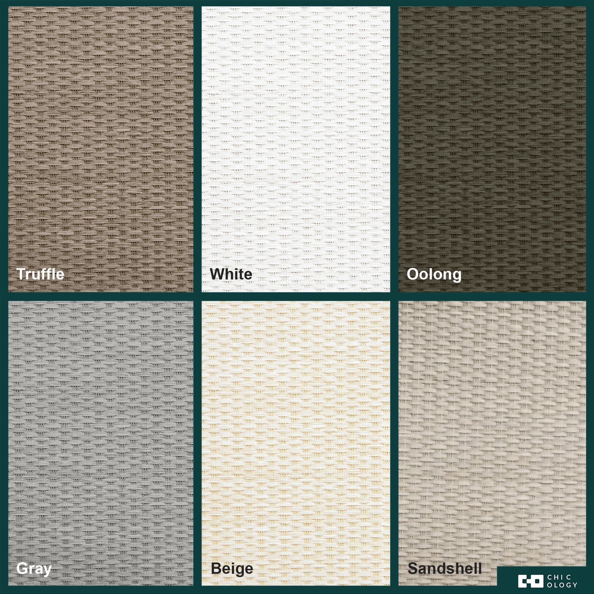 Chicology Adjustable Sliding Panel Blinds. Woven Oolong, 46"-86"W X 0"-96"H