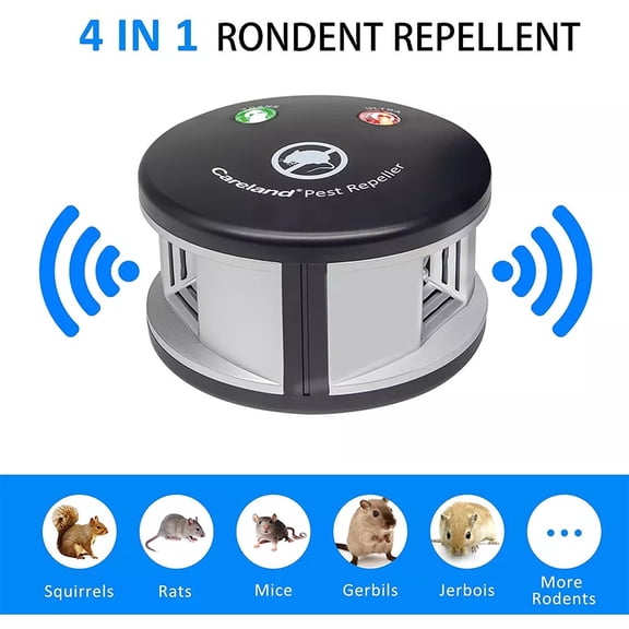 4 in 1 Rodent Repellent, 2024 New 360° Ultrasonic Plug in Mice Repellent Indoor Squirrel Repellent Pest Deterrent Control Attic Home Basement Garage Rvs