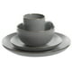 thumbnail image 3 of Juego de vajilla Gibson Home Rockaway con borde gris/dorado, 16 piezas, 3 of 7