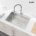 thumbnail image 3 of Stainless Steel Single Bowl Kitchen Sink 27x19 inch, 1-Piece Overmount Brushed with US Drain & Hook, SS-BR02D-271908, 3 of 11