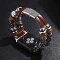 thumbnail image 3 of 9 x 2 x 0.3 inches2 Straps BeigeCompatible con Boho Fancy Apple Watch Band - Pulsera de cuero multicapa vintage para Apple Watch Series 5/4/3 (2 correas beige, 42 mm/44 mm), 3 of 5